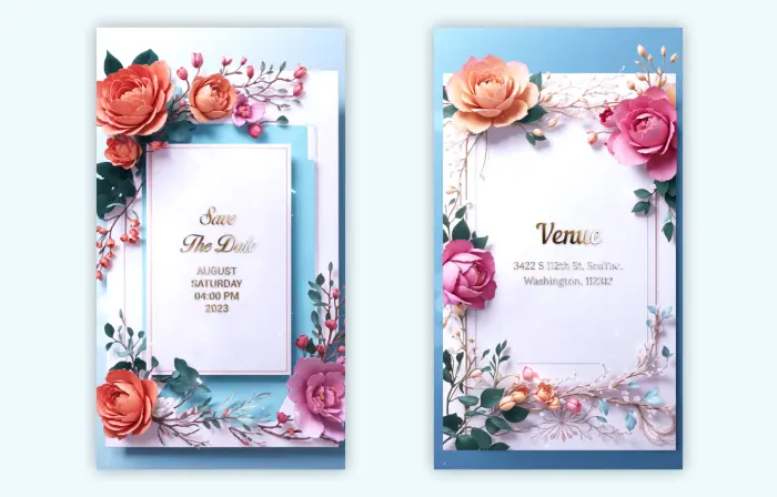 Custom 3D Floral Wedding Digital E-Invitation Instagram Story